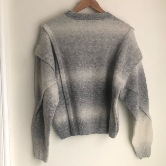 IRO Wool Alpaca Blend Valya Oversized Gray Ombre Pronounced Shoulder Sweater - Picture 10 of 10